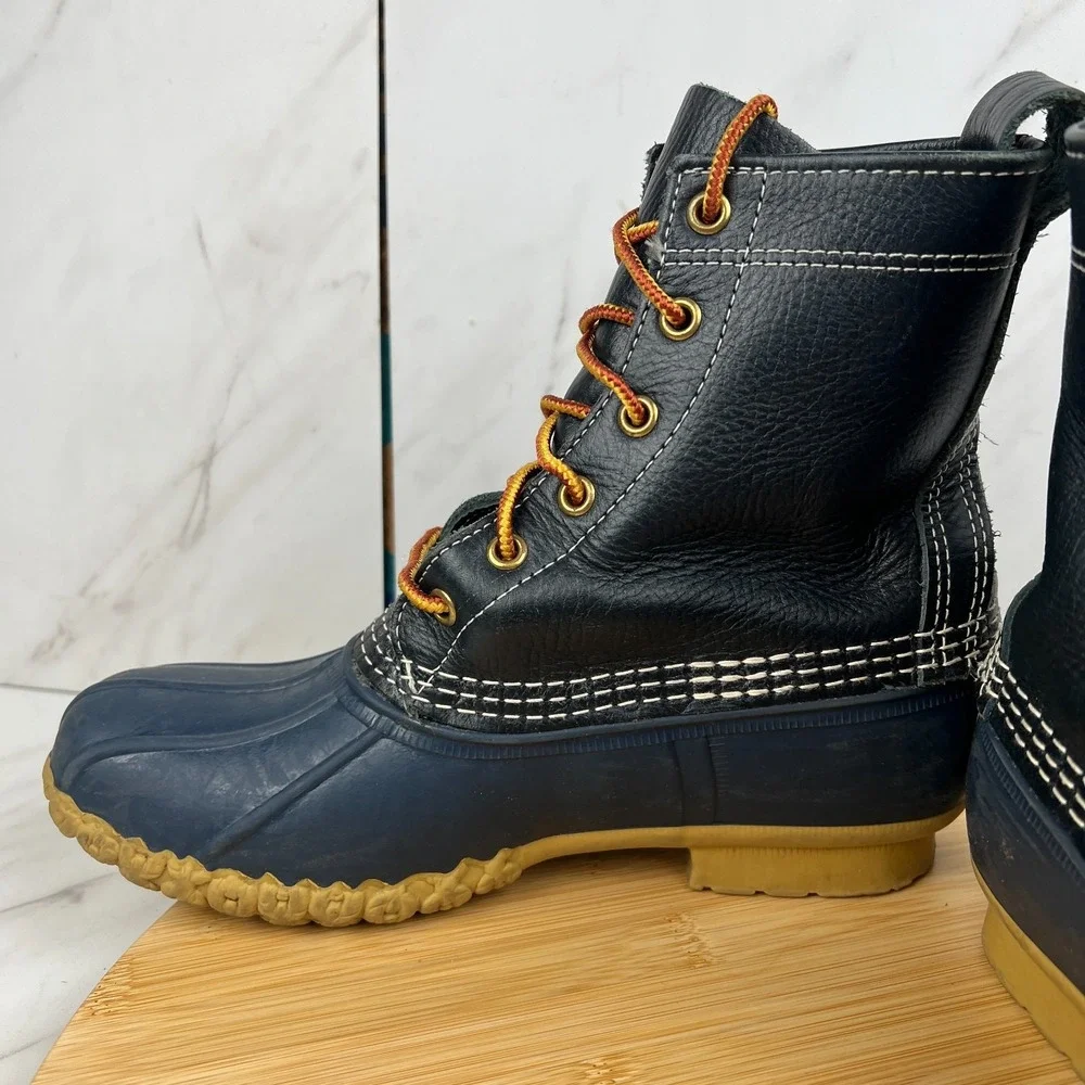 Vintage LL Bean Bean Boots Mens Size 6 Blue Leather Duck Rain Boots 175064
